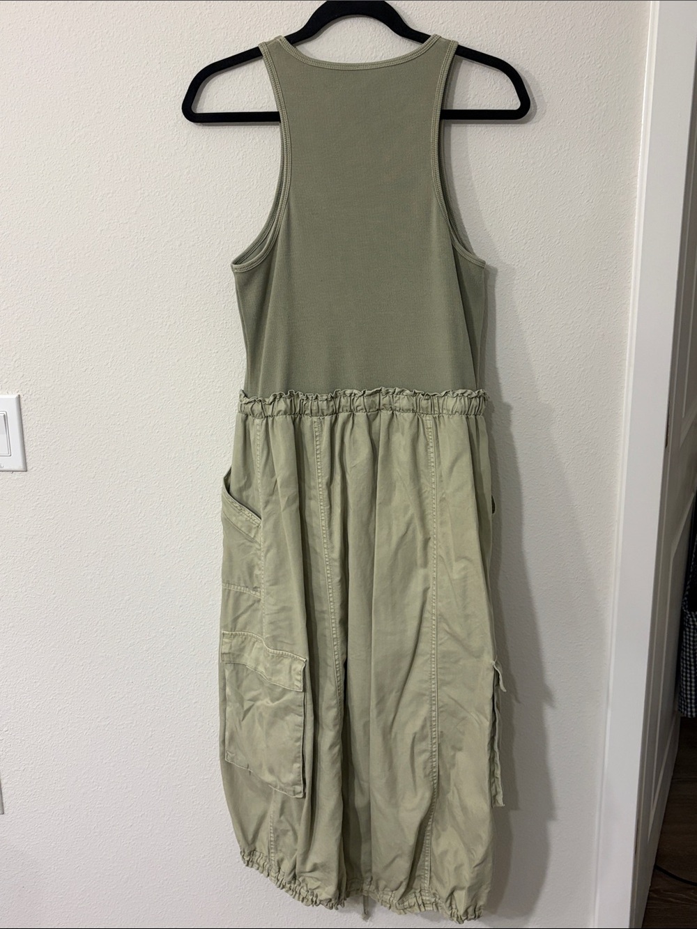 Daily Practice Anthropologie Sleeveless Olive Midi Dress with Drawstring Waist - Picture 10 of 10